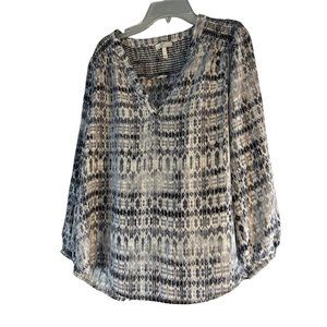 Joie Black and White Graphic 3/4 Sleeve Blouse